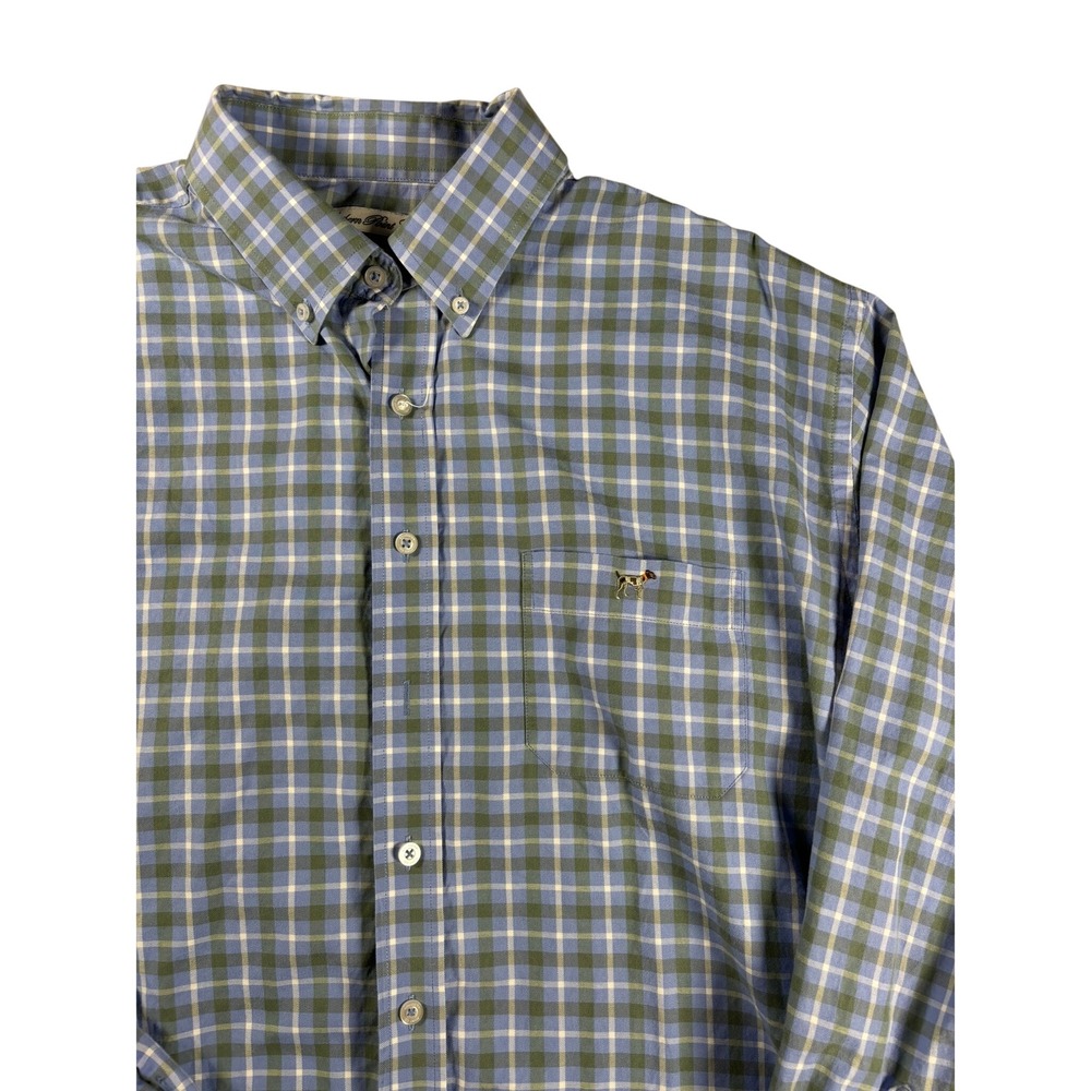 Southern Point Co Mens XL Blue Green Plaid Button Down Shirt Long Sleeve Logo